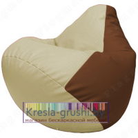 Бескаркасное кресло мешок Груша Г2.3-1007 (светло-бежевый, коричневый)